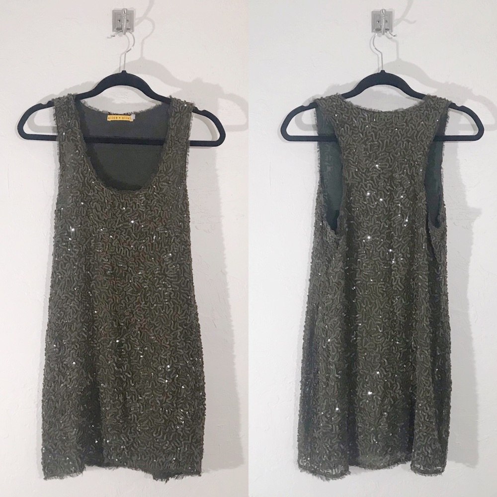 Alice + Olivia Sequin Racerback Mini Shift Dress
